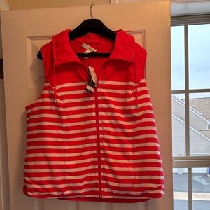 Coral and White Striped Vest